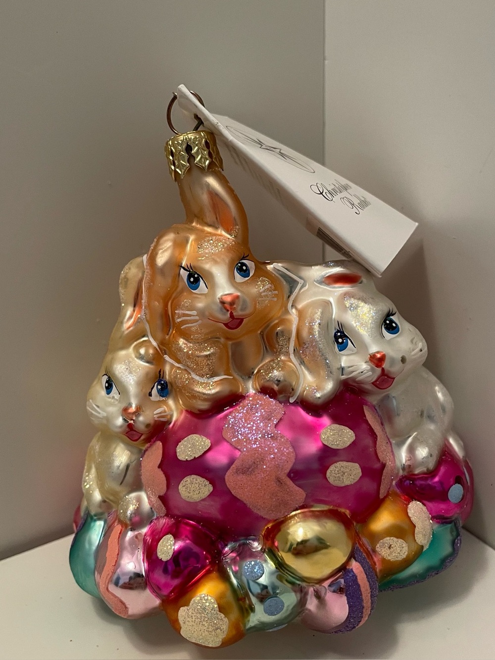 Christopher Radko Easter Ornament Jelly Bean Bunnies Rare Poland